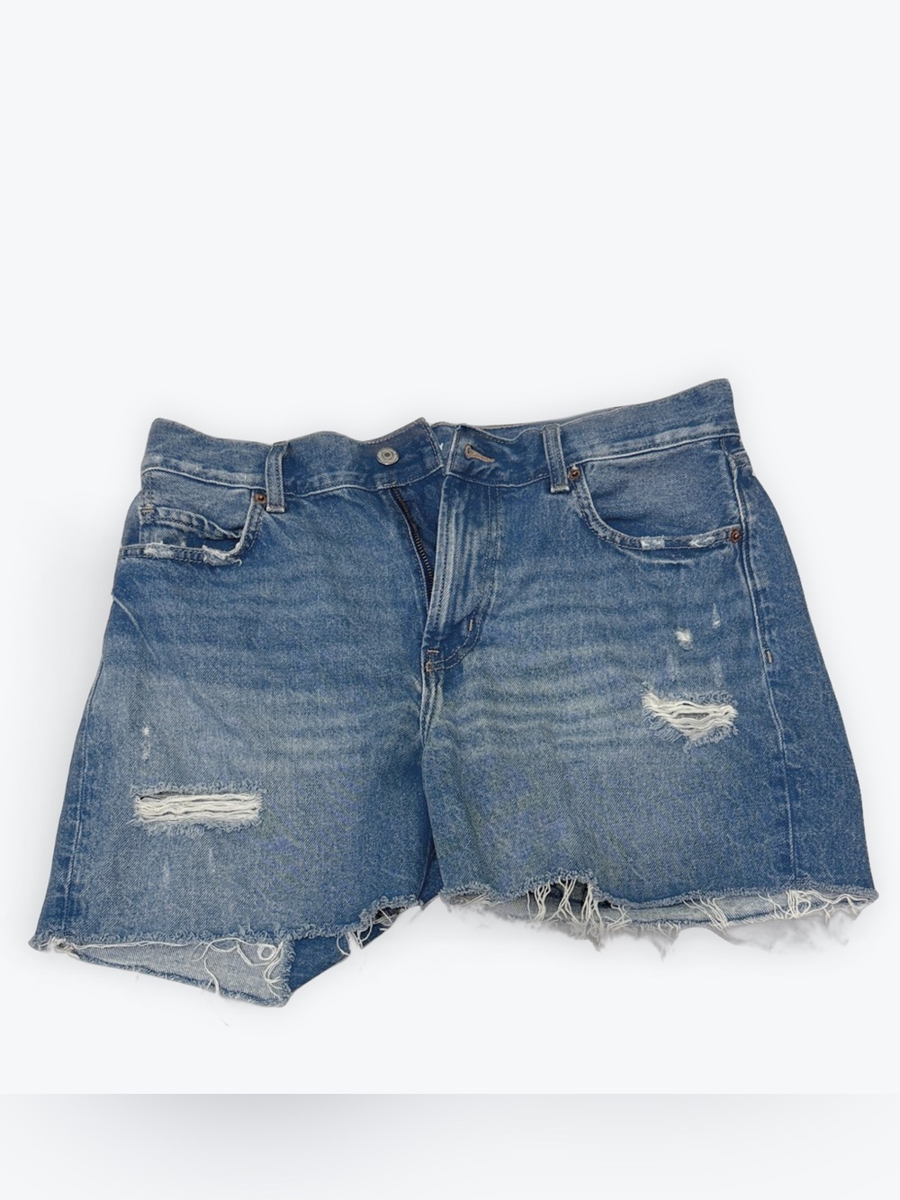 Old Navy Blue Distressed High-Rise Slouchy Straight Jean Shorts Size 10
